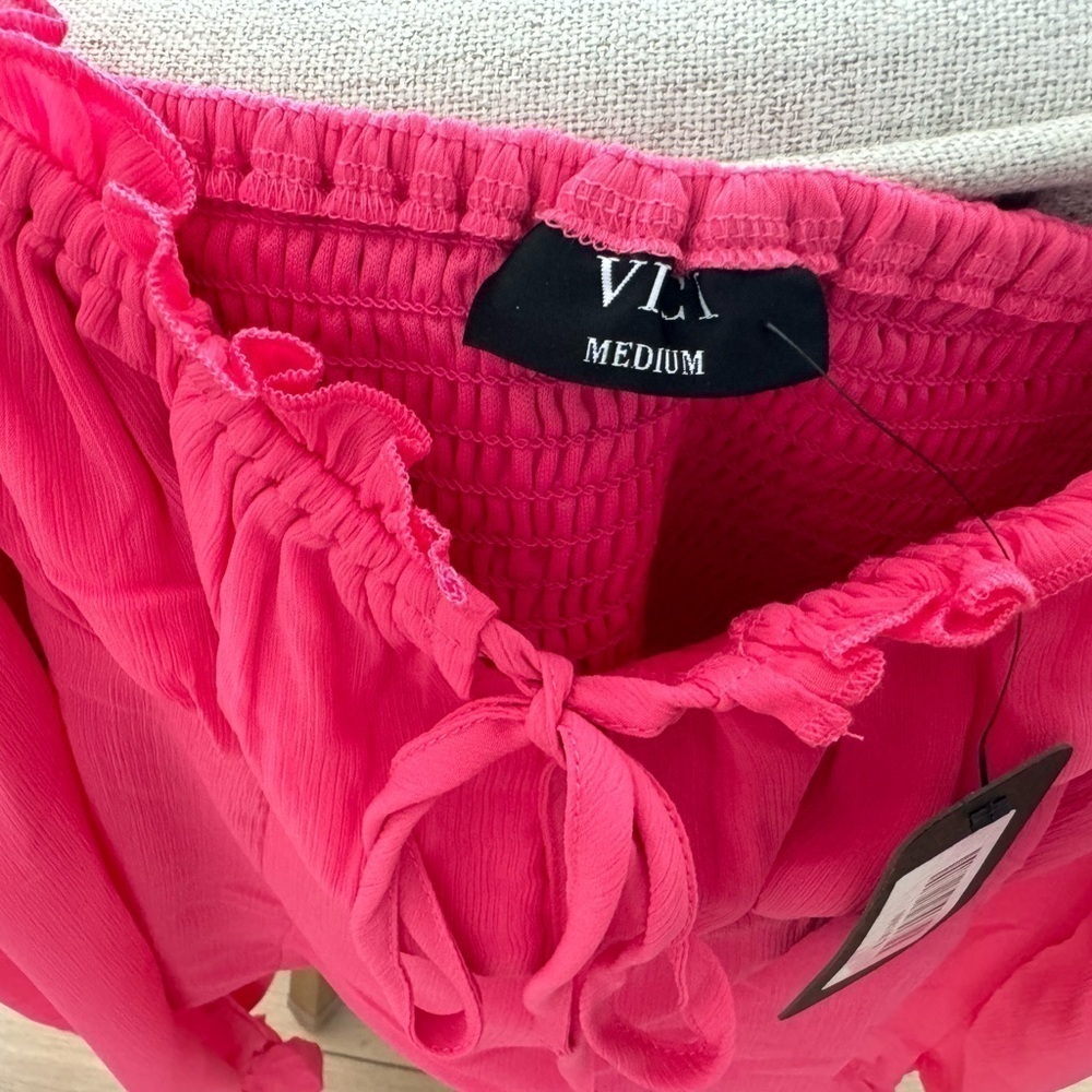 VICI Collection Julie Ruffle Shoulder Crop Top in Pink at Nordstrom, Size MEDIUM - Picture 8 of 11